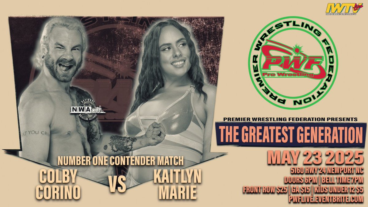 Now On Demand

<a href="/PWFLive/">Premier Wrestling Federation</a> #PWFGreatest

<a href="/ColbyCorino/">Prince of Old School</a> v <a href="/KaitlynMariePro/">Kaitlyn Marie</a> 
<a href="/BOJACKOfficial/">BOJACK 5K</a> <a href="/imdiegohill/">DIVEBOMB</a> v <a href="/ImRobKilljoy/">Rob Killjoy</a> <a href="/LDJ_SigmaMale/">Luke D. Johnson</a>
<a href="/JakTatum/">Jak Tatum</a> v <a href="/tenshix9x/">Big Business Tenshi X| Goon Squad!!!</a>
<a href="/JadaStoneee/">Jada Stone/ジェイダ・ストーン</a> v <a href="/JacksonDrake03/">Jackson Drake</a>
<a href="/RickyRushHNDRX/">Ricky Hendrix</a> v <a href="/mauricemosspro/">Maurice Moss</a>
+ <a href="/KaiaMcK/">Kaia McKenna</a> <a href="/BlackDiamondAli/">The Black Diamond Trey’Von Ali</a> &amp; more!

independentwrestling.tv/player/kD4WX2l…