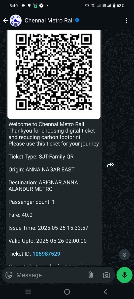 lenin_ash's tweet photo. After the booking confirmation ticket has not been received @ 15:24
Immediately I booked in the counter and got the ticket on WhatsApp @ 15:32 

Wher is my money? 
Counter response like network error 

Date : 25th may 2025 
Reporting Time : 15:42
@chennaimetro 
@cmrlofficial https://t.co/v65O2QlqcM