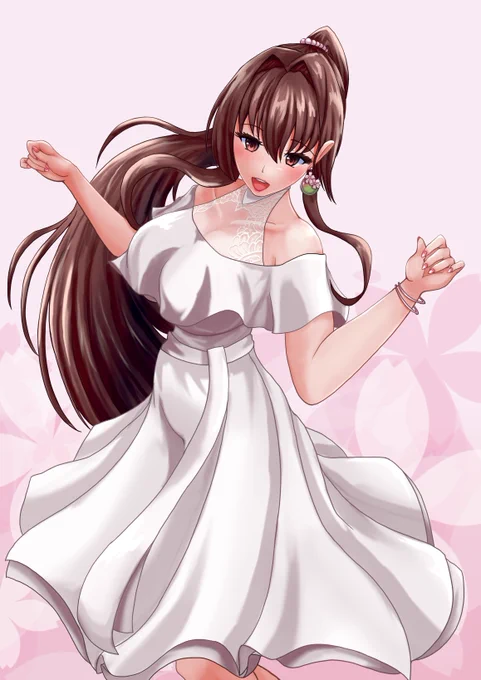 すまし顔で着こなしているけど、裏ではドレスを着れることにウッキウキな大和さん#艦これ 
