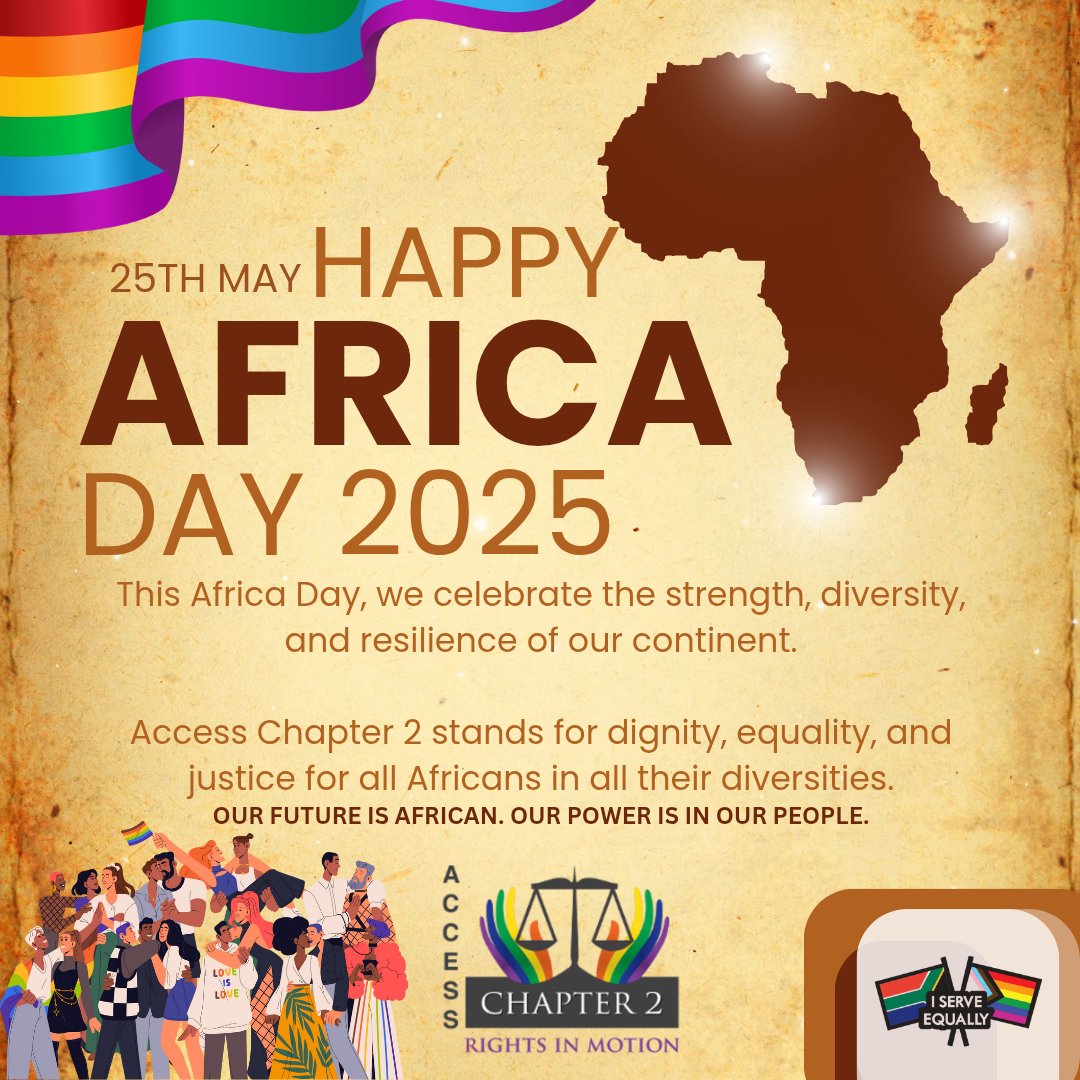 AccessChapter2's tweet photo. This #AfricaDay2025, Access Chapter 2 celebrates the strength and diversity of our people.
We stand for dignity, inclusion, and justice for all Africans in all their diversities.
Our future is African. Our power is in our people.
#AccessChapter2 #HumanRightsForAll #AfricaDay https://t.co/EokvApDnPg