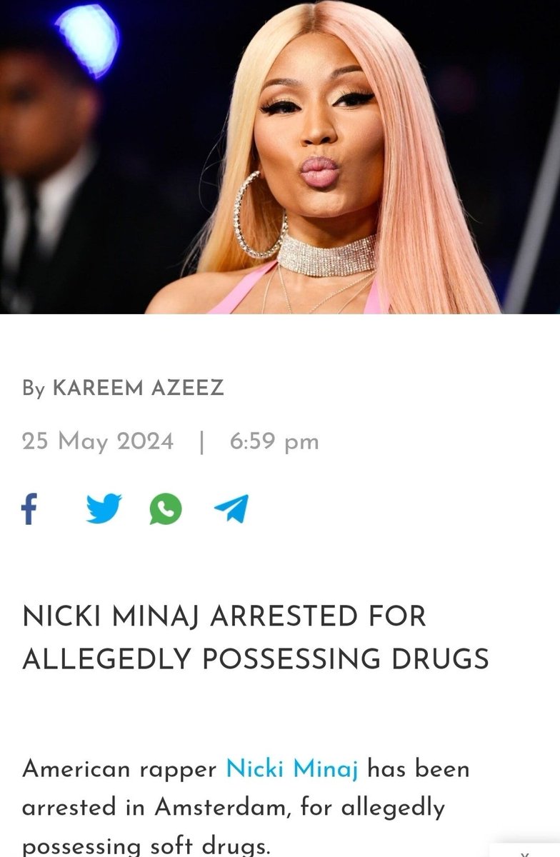 RedMedia_us's tweet photo. One year ago today, Nicki Minaj was arrested for having drugs in her possession while touring Amsterdam. 

She became the first female rapper to be arrested while on tour. 💋 https://t.co/6DUP1N2SO6