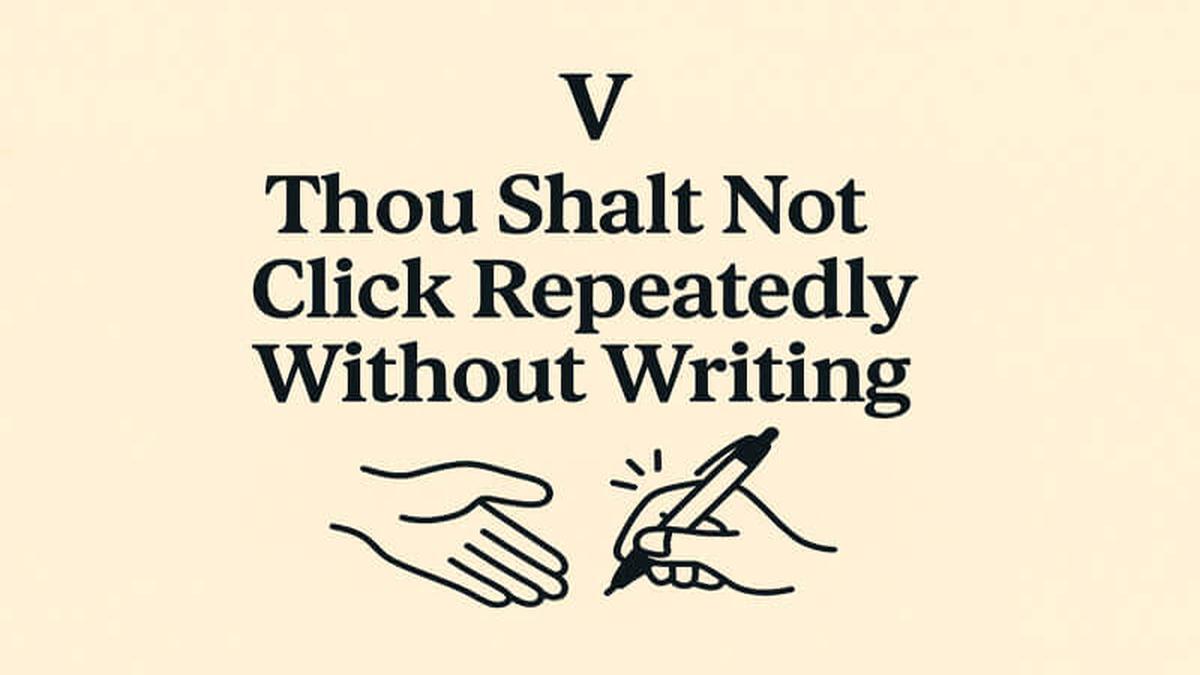 ThePenVibe's tweet image. ✍️ V. Thou Shalt Not Click Repeatedly Without Writing
Pens aren’t stress toys. Clicking compulsively is how you lose friends and office privileges.
📜 bit.ly/4jdPjFw
#PenCommandments #ClickControl #OfficeHabits #WritingTools