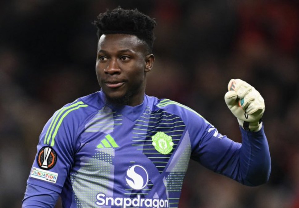 UtdXclusive's tweet photo. 🚨 NEW: André Onana has been told he can look for a new club this summer. 

He’s unhappy about missing out on UCL football and with 25% wage cut. He is open to a Saudi move. Selling him isn't going to be easy due to his £26m book value, but Amorim wants a new number ONE.

#MUFC [@AliceTalksFooty]