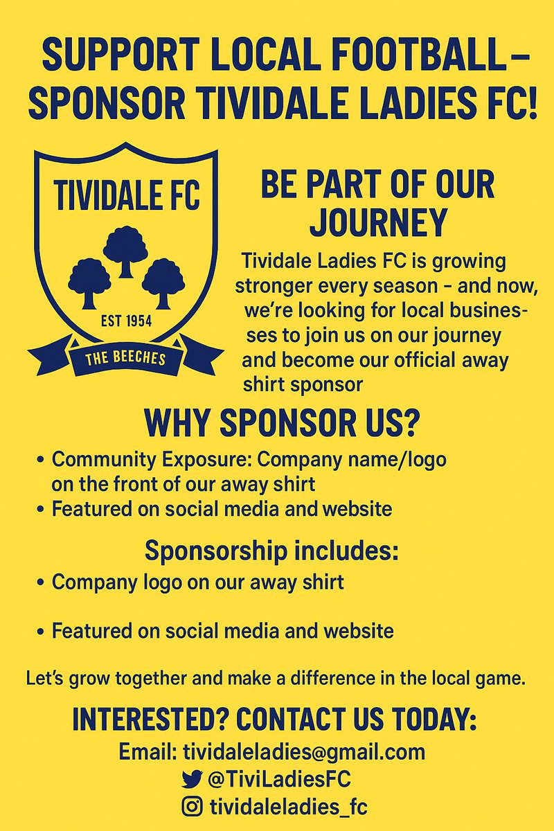 We are on the lookout for a shirt sponsor for our away kit for the upcoming season

Message us for more details 

#NonLeague #community #football