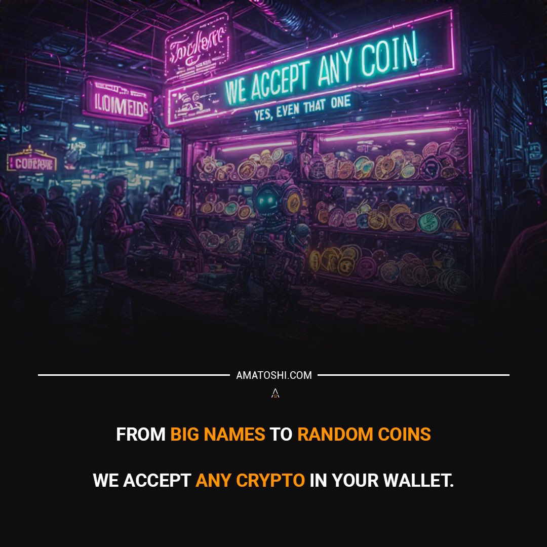 AmaToshi_'s tweet photo. Got crypto? We accept them — ALL of it.
From 🐂 blue chips to 🐒 memecoins, and even that 💩coin you forgot you bought in 2021.
No KYC. No limits. No judgment.
Just pure, anonymous shopping freedom 🛍️🕶️
👇

💸 Pay with ANY coin
🔐 100% anonymous
♻️ No conversion needed
🧾 No questions asked
🌍 Ship worldwide

👉 Welcome to the future of spending — https://t.co/Tb2mZokuz3

#CryptoLife #PayWithCrypto #AltcoinSeason #AnonymousShopping #CryptoCommunity #BTC #ETH #DOGE #ShitcoinLife #Web3Payments #CryptoAcceptedHere #StablecoinReady #Amatoshi #NoKYC #NFTMoney #PrivacyFirst #SpendCrypto #WalletFlex #DecentralizedLife #CryptoFlex