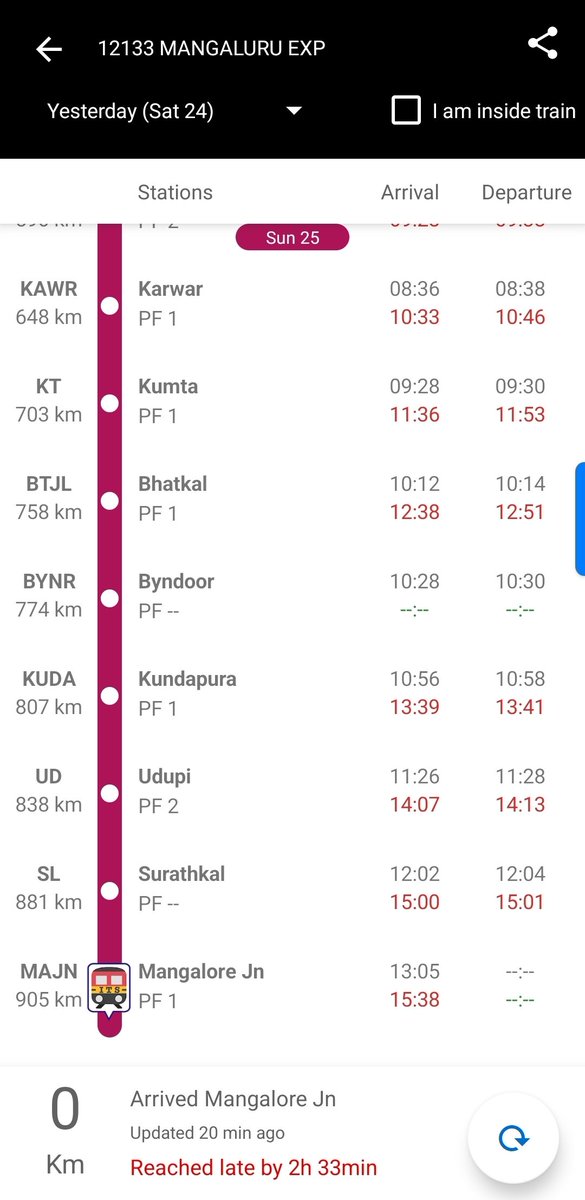 manju_devadiga's tweet image. Such a service sir? This train is running as per the monsoon schedule even before the monsoon time table. Today, Sunday, so many families going from the coast to Mumbai have to reach Mumbai and go to work early in the morning. In such a situation, if you let the trains run at