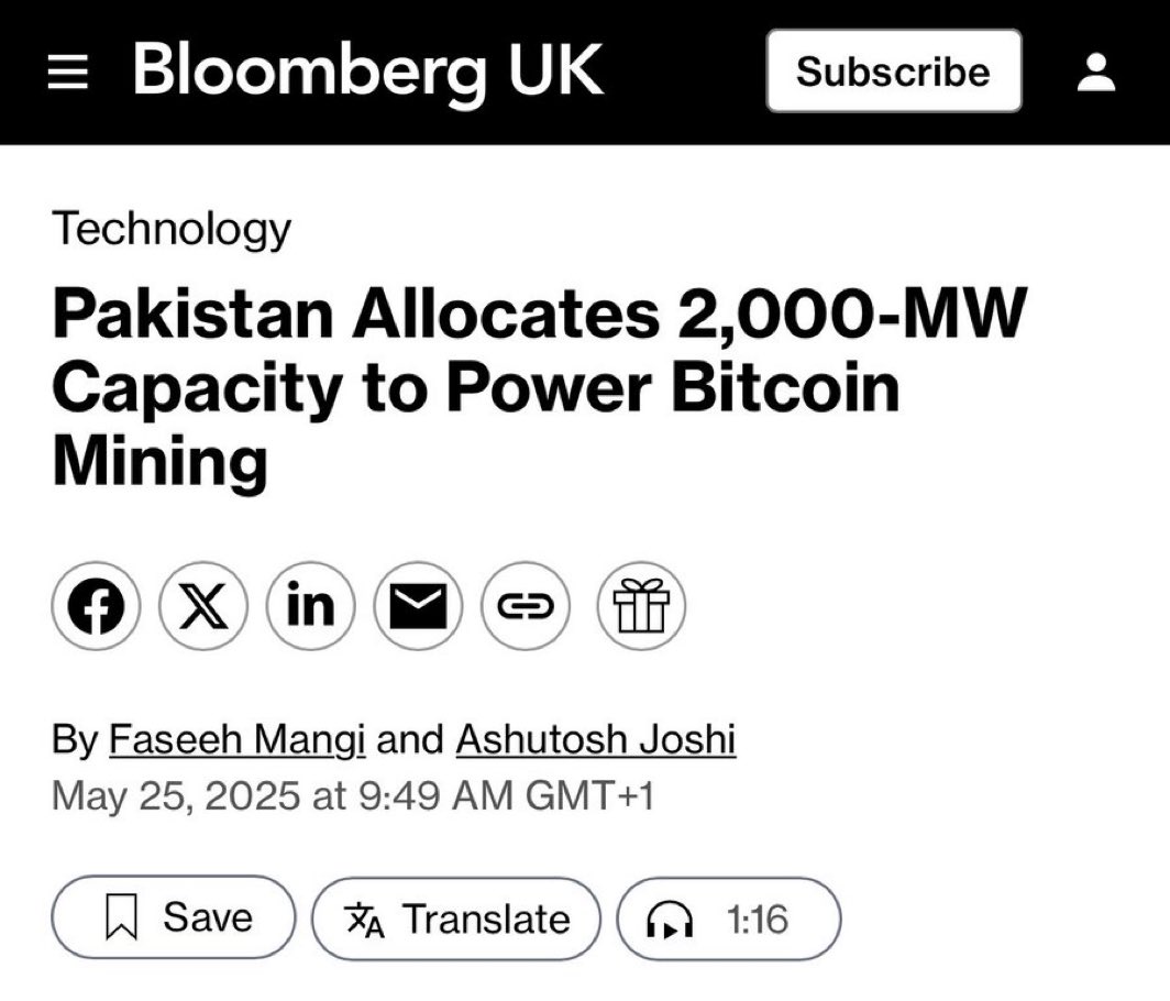QuintenFrancois's tweet photo. 🚨BREAKING🚨

Pakistan allocates 2,000mw of electricity to Bitcoin mining 

@cz_binance is doing his job 👏🏽 https://t.co/lUZHglvPPp