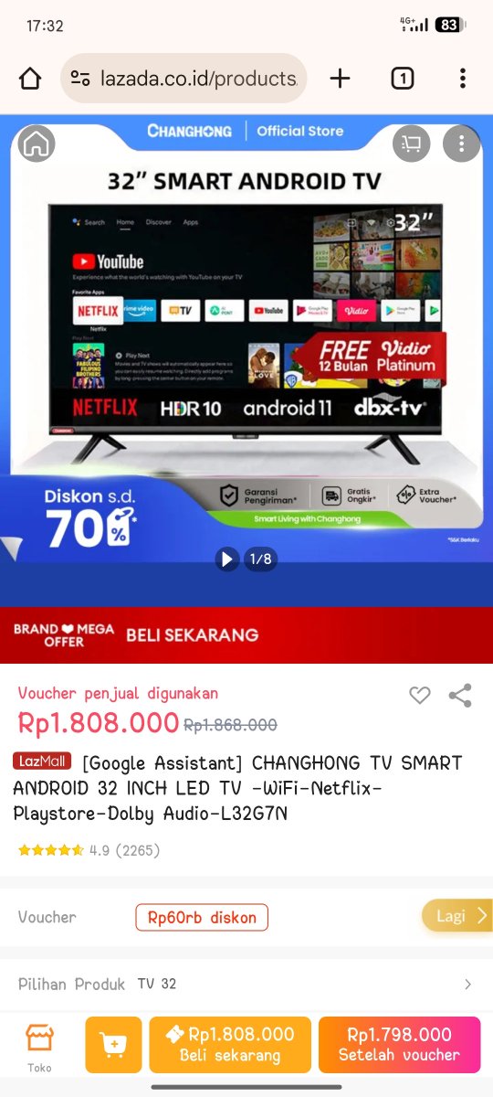 dan Akhirnya Lazada Pesta Gajian mulai jugaa, happy banget deh karena ada lazmall brand deals s.d 80% lho 😍😍 harganya jauh lebih hemat nih karena bisa pakai voucher bonus s.d 500rb buat checkout khusus lazada pesta gajian 🥳

lazada.co.id/products/pdp-i…