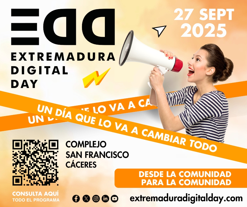 extredigitalday's tweet image. 👀 ¿Y si tu marca estuviera presente en el evento tech más potente de Extremadura?
#EDD25 busca patrocinadores 💼
📅 27 sept · 📍 #Cáceres
👉 extremaduradigitalday.com/patrocinadores
#Cáceres #Patrocinios #Innovación