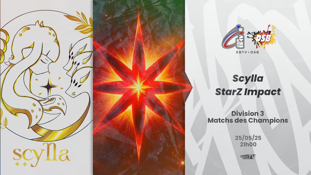 On finit ce week-end de matchs des champions avec les équipes francophone et allemande de Division 3 !

🙌 Rendez-vous à 21h pour ⬇️
🇫🇷Scylla vs StarZ Impact🇩🇪

📺 Par ici ⬇️
youtube.com/live/tnM7lXVu4…

On compte encore sur vous pour être nombreux ! On lâche rien !