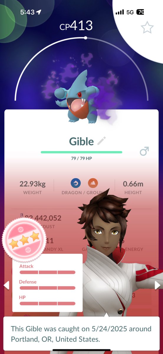 Hundo Shadow Gible caught during Machop Community Day Classic 😃☀️ 
Shadow 💯 #4