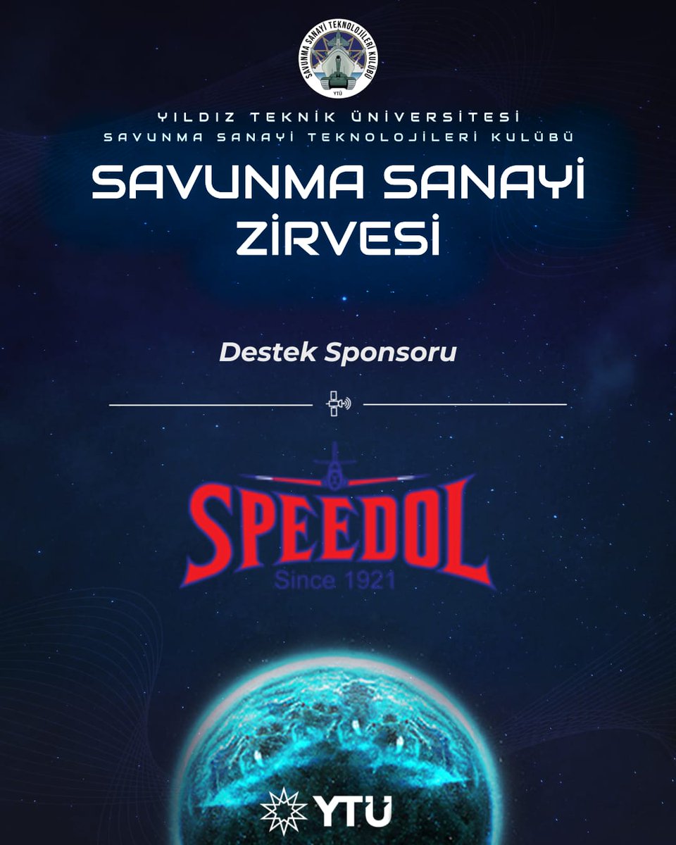 27 Mayıs 2025 tarihinde Davutpaşa Kampüsü Elektrik-Elektronik Fakültesi Konferans Salonu'nda gerçekleştireceğimiz ve sektörün dev firmalarını bir araya getiren Savunma Sanayi Zirvesi'25 etkinliğimize Destek Sponsoru olan SPEEDOL firmasına desteklerinden ötürü teşekkür ederiz.