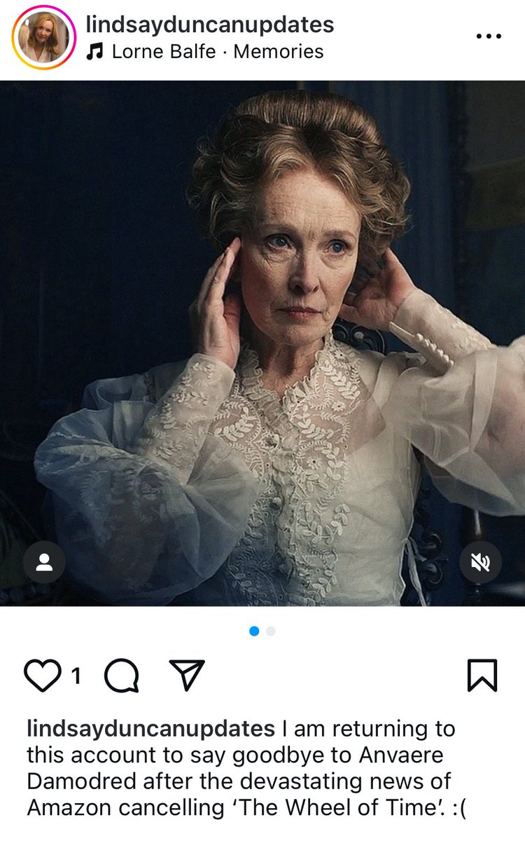 lduncanupdates's tweet image. Never thought I would return to this account to say goodbye to Anvaere Damodred. Goodbye goodbye goodbye, you were bigger than the whole sky 😭💔 Thank you for introducing me to the incomparable Lindsay Duncan #saveWoT #SaveTheWheelOfTime