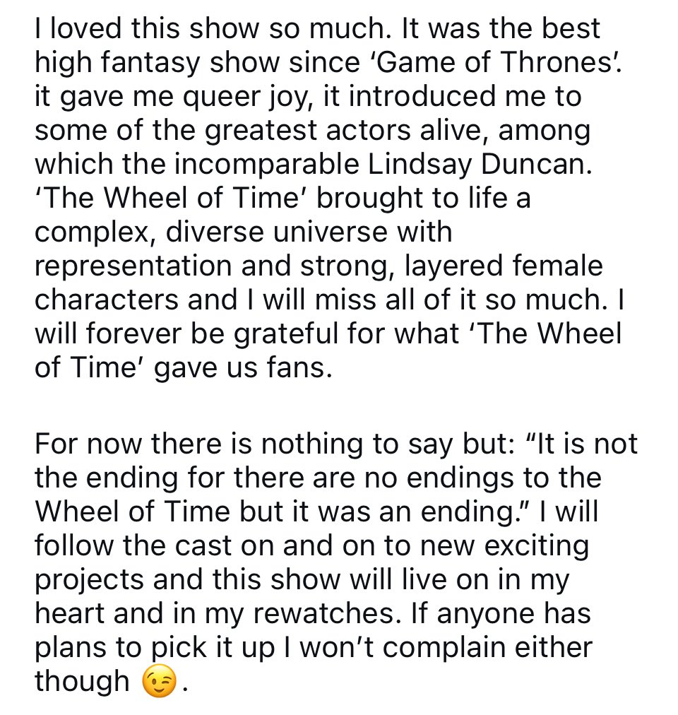 lduncanupdates's tweet image. Never thought I would return to this account to say goodbye to Anvaere Damodred. Goodbye goodbye goodbye, you were bigger than the whole sky 😭💔 Thank you for introducing me to the incomparable Lindsay Duncan #saveWoT #SaveTheWheelOfTime