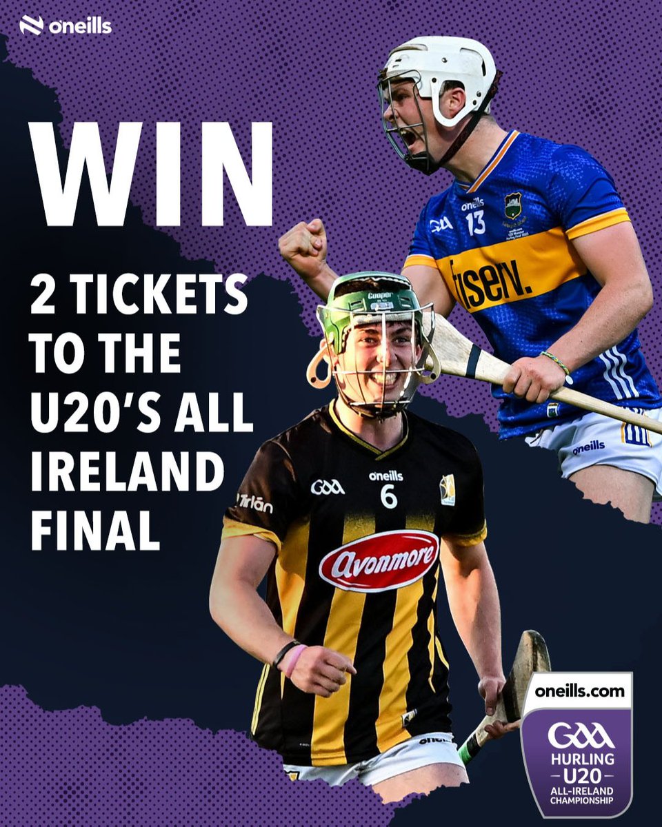 WIN TCIKETS! ⏰
 
We've got two tickets to the oneills.com U20 GAA All-Ireland Hurling Championship Final between <a href="/TipperaryGAA/">Tipperary GAA</a> and <a href="/KilkennyCLG/">Kilkenny GAA</a> 🥳

To be in with a chance to win:
👍 Like 
📱 Repost
🧑‍🤝‍🧑Tag a friend you'd bring to the match

T's and C's Apply.
