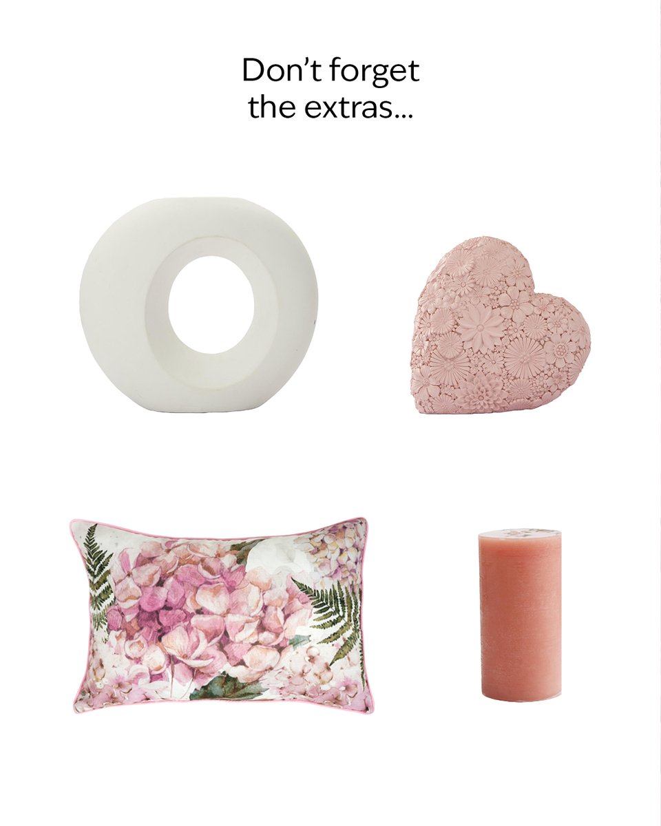 Personalise your space with our beautiful range of decor. Click here bit.ly/3RagIxc to shop now.

104667260 Hydrangea Bedroom Scatter 40X60CM R139.99
3250310615 Medium Rose Scented Pillar Candle R59.99