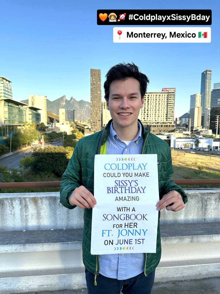 🩵💚💛🩷 @Coldplay could you please make my birthday amazing!
Day 20/27: My friends &amp; I have a request from around the world with Love 🌎
📍Adrian from Monterrey, Mexico 🇲🇽 have a message
🧡👩‍🚀🚀

#SissyxColdplaySummer25
#ColdplayxSissyBday
#ASongbookforSissy