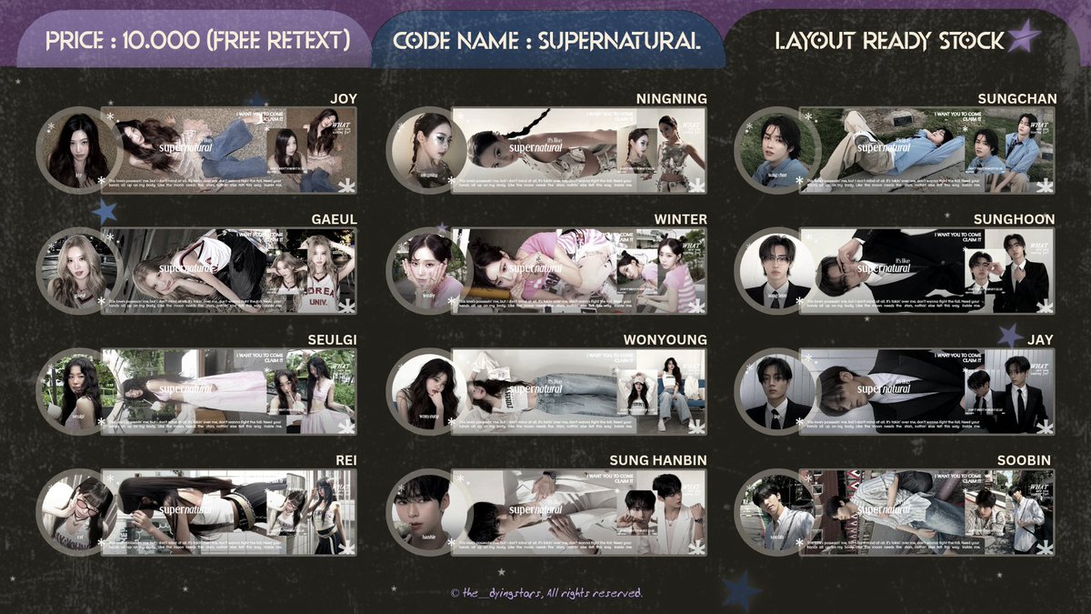 Any interactions would be appreciated! 🎆

HAIII, aku ada LAYOUT READY STOCK bg dan gg dari katalog "Supernatural" yang bisa kalian bawa pulang sekarang juga

💰 10.000/each
📝 Free Retext
🗳 take via dm or t.me/nebulatds

yuuk jajan, thank you! 🤍

#zonauang #zonaba