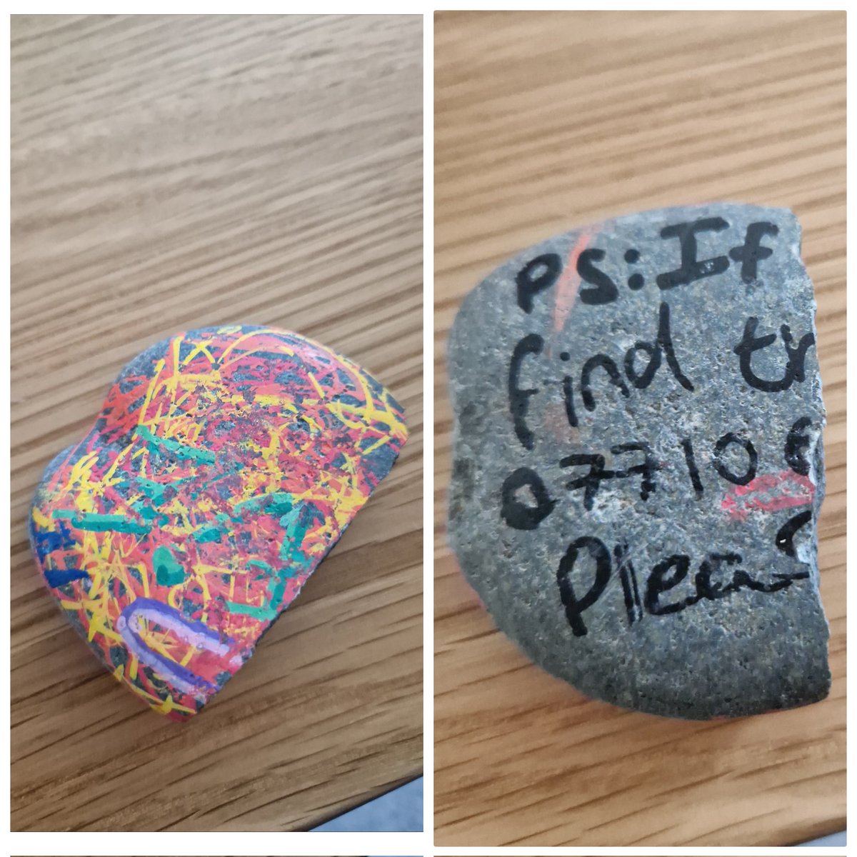 Let's see if social media can do its thing. Found this half of a rock at St Bees beach in Cumbria today but no sign of the other half to let the person know it's been found.