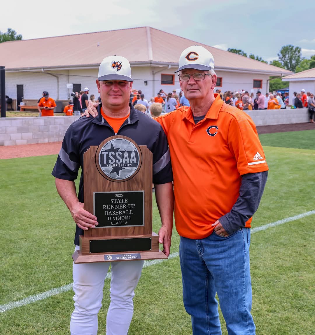 Coach Lowe and his son,  (HC) Andy! His other son Jeremy also coached at Coalfield.  Coaching family!🧡🖤🧡🖤