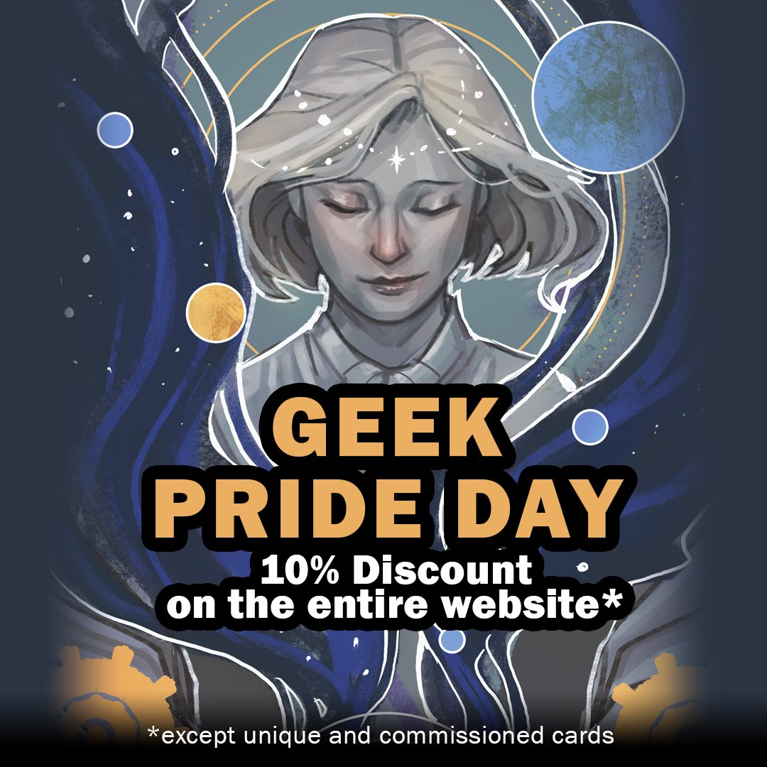 Esther_Sanz's tweet photo. ✨HOY ES EL DÍA DEL ORGULLO FRIKI✨ Y lo celebramos con un 10% de descuento en toda la web*

LINK en la bio!
#geek #geekpride #orgullofriki #pride #discount #cards #game #rpg https://t.co/kENpqwM2dj