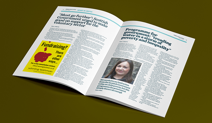 ThirdForceNews's tweet photo. TFN is @scvotweet's magazine for the #VoluntarySector 

This month we round up sector responses to the recent #ProgrammeForGovernment with @OxfamScotland @SaveChildrenSCO @FoEScot @ALLIANCEScot and others  

Read the full magazine here: https://t.co/lUZylqUFdD https://t.co/YsT7b9otSa