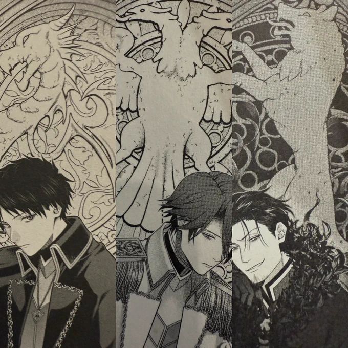 個人的にコミックスの扉絵気に入ってるのでみてほしい🕺毎回キャラと、その家紋のモチーフやイメージをデザインした壁画にしてます💪紙のほうがいい感じな気がする(?) 