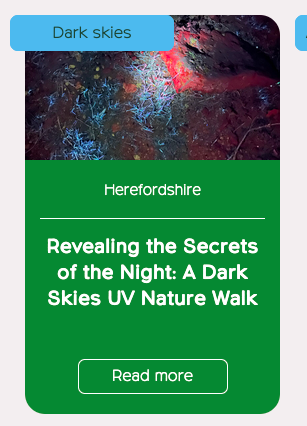 Our Dark Skies project has revealed a new way to explore the Herefordshire night. Guided by UV torches, walkers uncovered nature’s hidden world..

Find out more cpreherefordshire.org.uk/news/revealing…

#DarkSkiesHerefordshire #CPREHerefordshire #NatureAtNight #ProtectNature #BiodiversityMatters