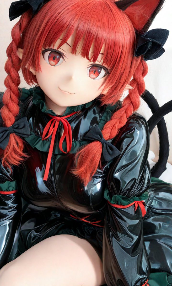 てかてかお燐ちゃん🐈‍⬛ 
#AIart 
#東方Project 
#火焔猫燐 
#kigurumi