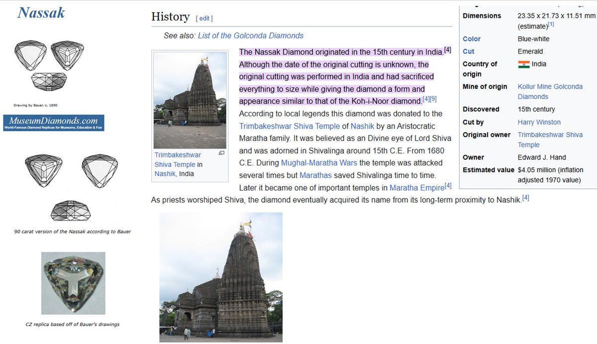 eclector1419857's tweet photo. The world-famous #NassakDiamond 💎, once at the #Triambakeshwar Temple in #Nasik, was valued at $400K in 1927, $500K by 1930 - stolen during the era of #BritishLoot.

📸 Pic 1: 1927 News
📸 Pic 2: 1930 News

#LordShiva #ColonialLoot #India #History

https://t.co/VsQICFrJy1 https://t.co/emZeHpLZ2J