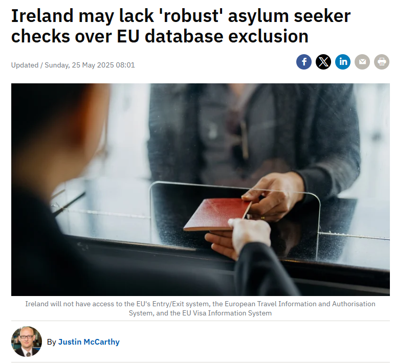 WatchdogTh96012's tweet photo. OUR BORDERS WILL BE WIDE OPEN TO CRIMINALS
Immigration officials in Ireland may not be able to perform robust identity checks and security screening on asylum seekers due to the country's lack of access to key EU security databases, a Government report has warned. #IrelandOptOut https://t.co/o2d87Cmlle