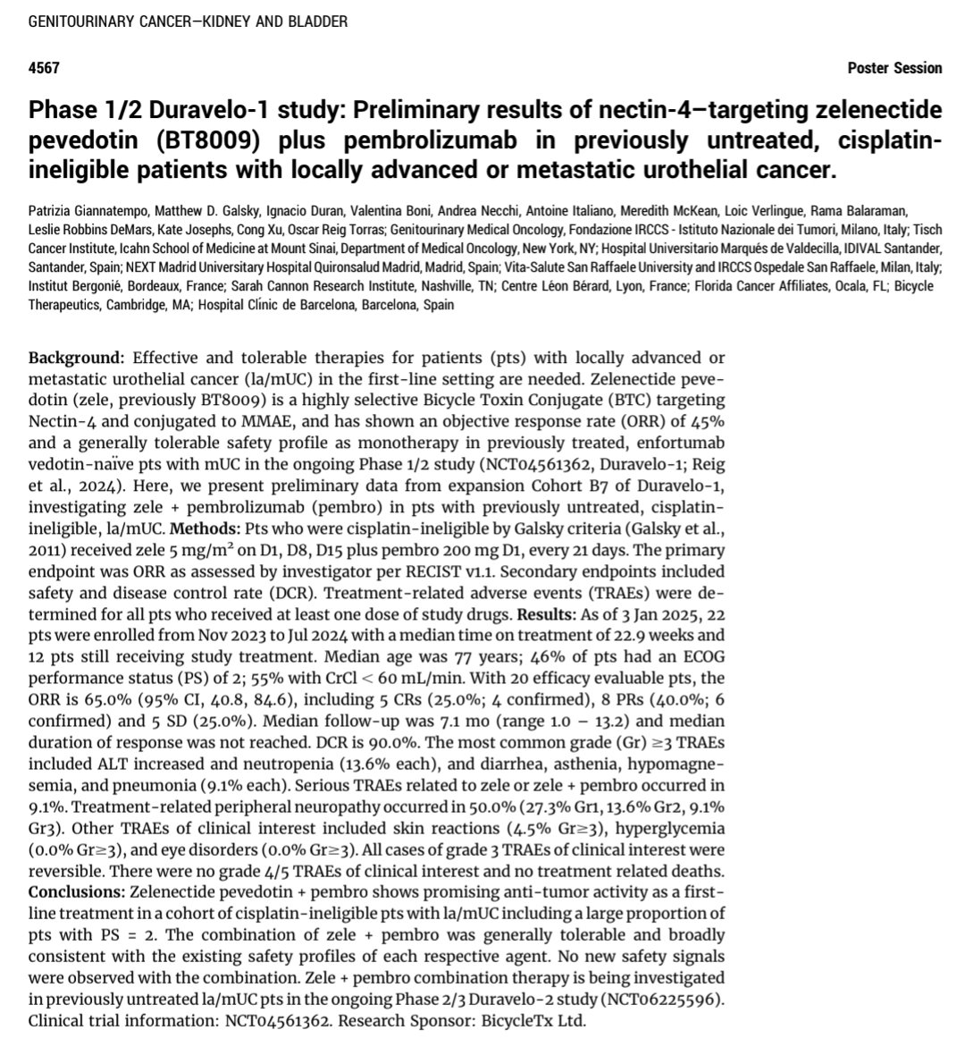 Patrizia Giannatempo (@giannatempopatr) on Twitter photo #ASCO25 Zelenectide vs EV: a small peptide (Zele) with same
payload & target as EV, but faster renal clearance. 💥A new twist in Nectin-4 targeting for UC. <a href="/MattGalsky/">Matt Galsky</a> <a href="/nachoduranm/">Ignacio Duran</a> <a href="/AndreaNecchi/">Andrea Necchi</a> #ASCO25 Zelenectide vs EV: a small peptide (Zele) with same
payload & target as EV, but faster renal clearance. 💥A new twist in Nectin-4 targeting for UC. <a href="/MattGalsky/">Matt Galsky</a> <a href="/nachoduranm/">Ignacio Duran</a> <a href="/AndreaNecchi/">Andrea Necchi</a>