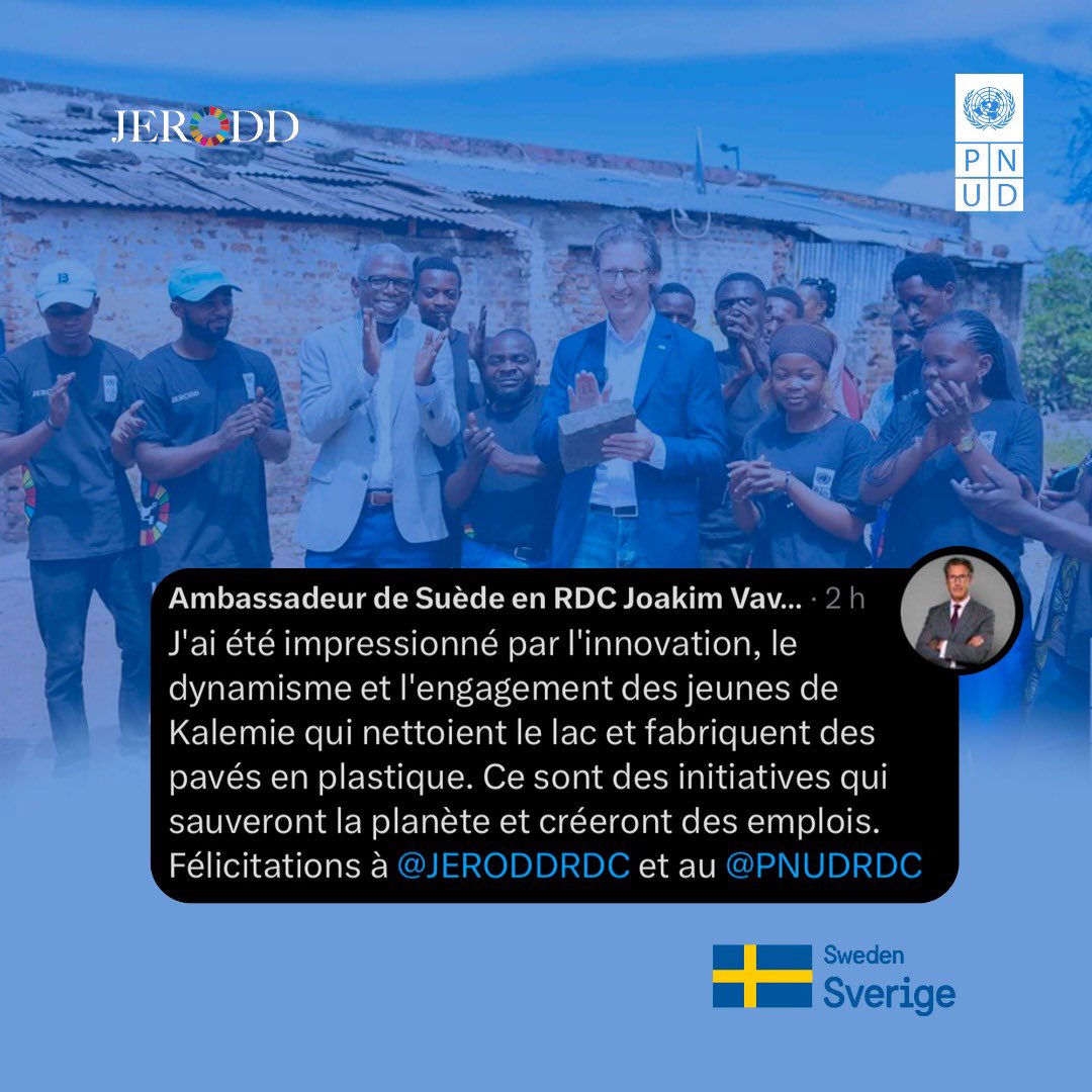 JERODDRDC's tweet image. Un grand merci à Monsieur l’Ambassadeur de @SwedeninDRCongo 🇸🇪🇨🇩 pour ce bel hommage dédié aux #JERODD de Kalemie (Tanganyika)👏

@SweAmbDRC @PNUDRDC @DamienMama