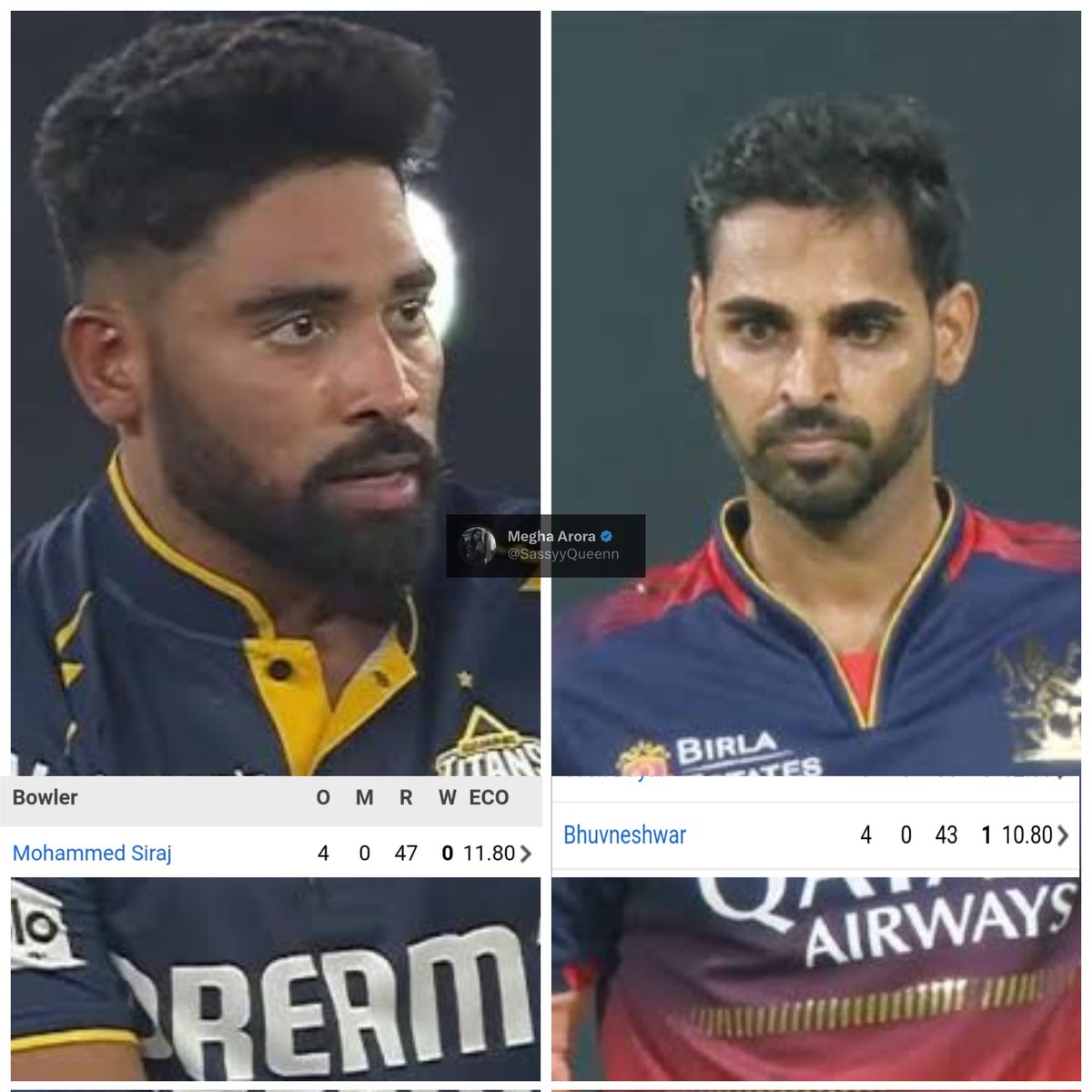 Old and Washed Bhuvi against monstrous SRH Batting Lineup &gt;&gt;&gt;&gt; Mohammed Siraj against Chennai Tuk Tuk kings.
#GTvsCSK