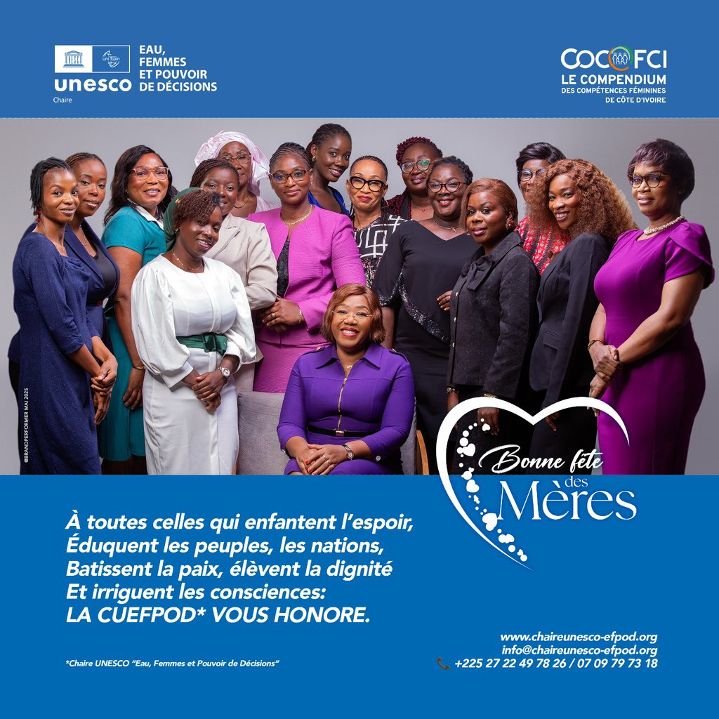 À toutes les femmes, à toutes les mères qui portent la vie, soignent les blessures visibles et invisibles, et puisent dans l’eau de leur sagesse les ressources pour bâtir des foyers, des communautés et des nations plus justes : la Chaire UNESCO Eau, Femmes et Pouvoir de