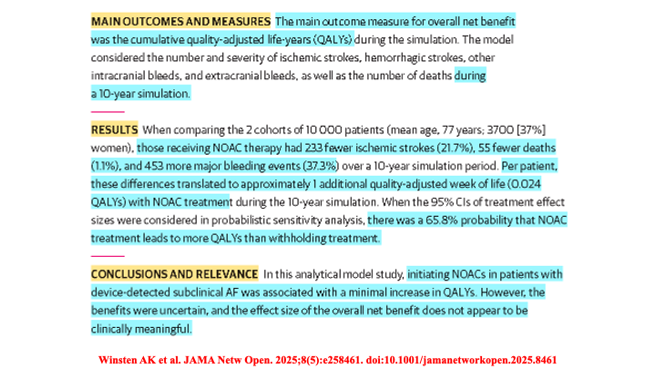 Raviele Antonio (@drraviele) on Twitter photo 📌 Net benefit ⚖️ of initiating NOACs for device-detected subclinical AF
👉 uncertain
👉 effect size not clinically meaningful
#EPeeps #afib #subclinical #ECG #stroke #NOACs #CardioTwitter #MedTwitter <a href="/DrMarthaGulati/">Dr. Martha Gulati ♥️🫀❤️🩹🇨🇦</a> <a href="/TJaredBunch/">Thomas Jared Bunch</a> <a href="/DhirajGuptaBHRS/">Prof Dhiraj Gupta</a> <a href="/DrJasonAndrade/">Jason Andrade</a> <a href="/SeguraCardio/">Diego Segura-Rodríguez</a> 📌 Net benefit ⚖️ of initiating NOACs for device-detected subclinical AF
👉 uncertain
👉 effect size not clinically meaningful
#EPeeps #afib #subclinical #ECG #stroke #NOACs #CardioTwitter #MedTwitter <a href="/DrMarthaGulati/">Dr. Martha Gulati ♥️🫀❤️🩹🇨🇦</a> <a href="/TJaredBunch/">Thomas Jared Bunch</a> <a href="/DhirajGuptaBHRS/">Prof Dhiraj Gupta</a> <a href="/DrJasonAndrade/">Jason Andrade</a> <a href="/SeguraCardio/">Diego Segura-Rodríguez</a>