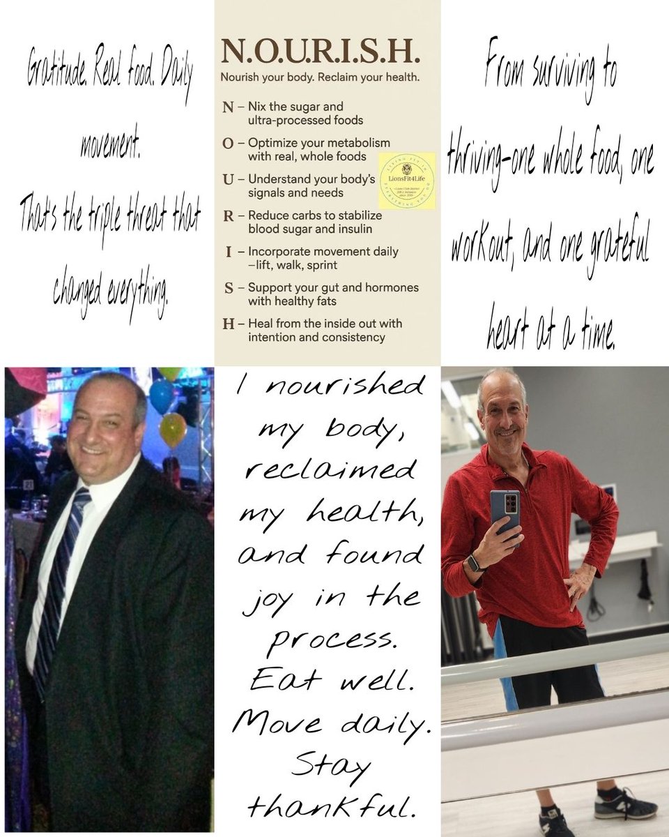 LionsFit4life's tweet image. Gratitude. Real food. Daily movement.
That’s the triple threat that transformed my health—one step, one bite, one rep at a time.
Nourish your body. Reclaim your life. #LionsFit4Life #RealFood #MoveDaily