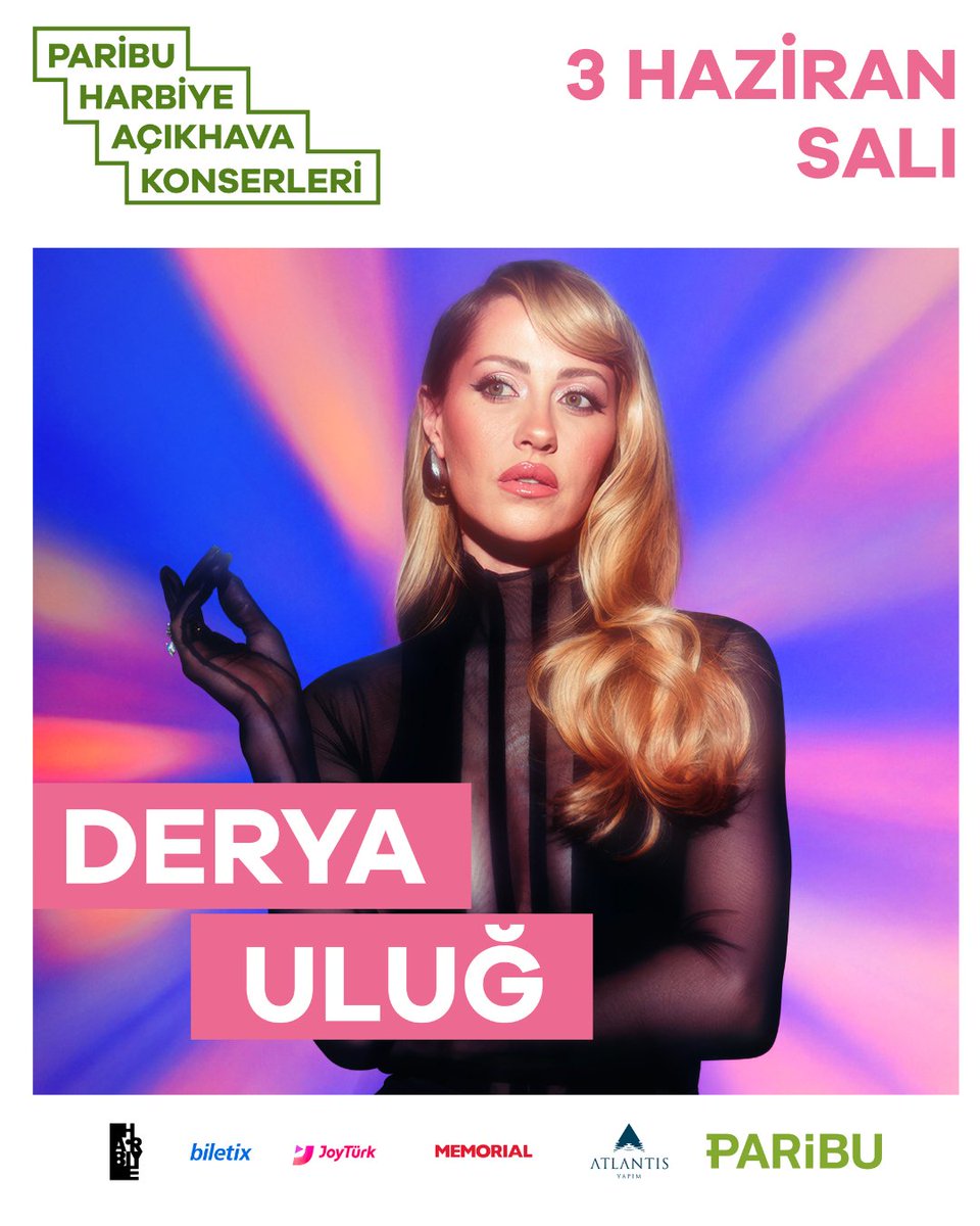 Paribu Harbiye Açıkhava Konserleri kapsamında Derya Uluğ 3 Haziran akşamı Atlantis Yapım organizasyonu ile Harbiye Açıkhava’da sevenleriyle bir araya geliyor.🤩 

Detaylı bilgi ve biletler burada.👇

bit.ly/4k8xSaG