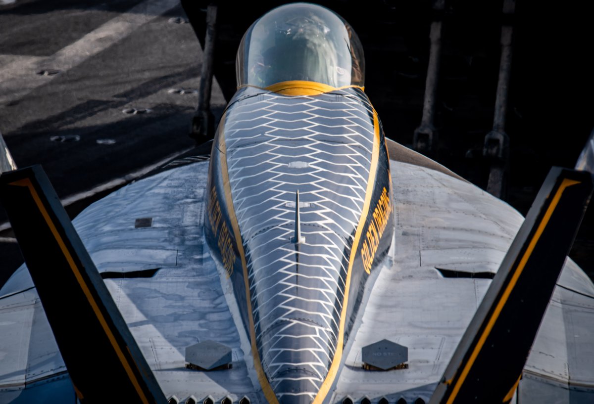 USNavy's tweet image. Sleek and swift.⚓
An F/A-18E Super Hornet, attached to Strike Fighter Squadron (VFA) 192, launches from the flight deck of USS Carl Vinson @CVN70 in the @CENTCOM area of responsibility.
#USNavy #Warfighting #ForwardDeployed