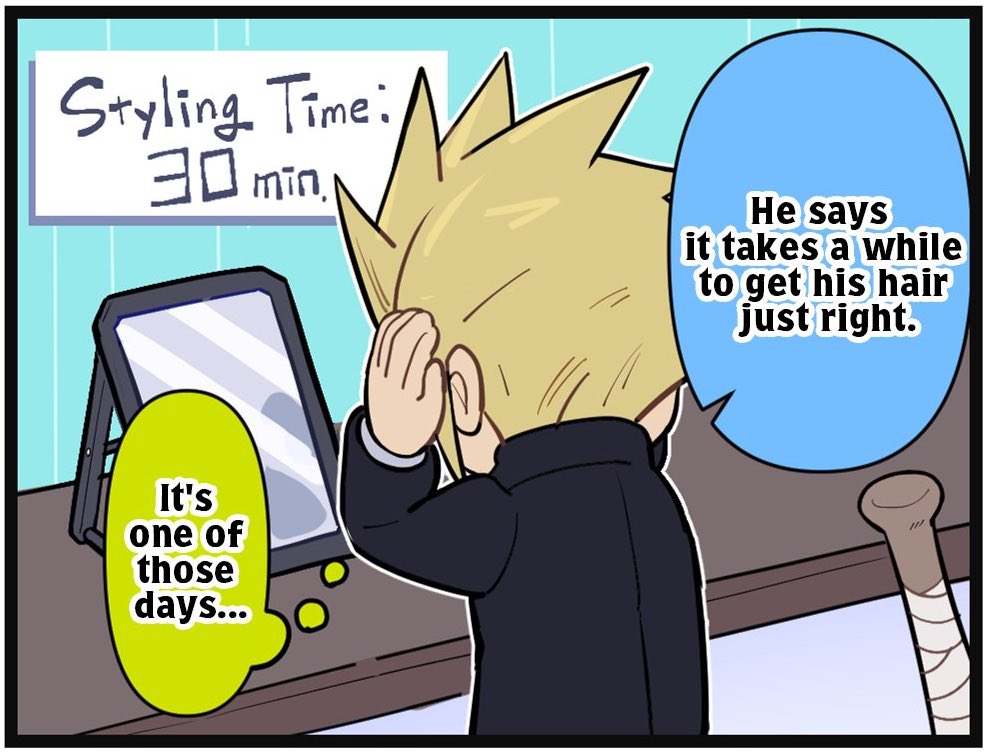 TifaTheMonk's tweet photo. Cloud spends 30 minutes everyday on his hair making sure he resembles a chocobo for Tifa 😌 https://t.co/NWyqZ0CMC4