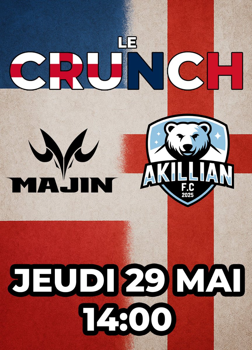 allan00z_'s tweet photo. 🇫🇷 IT'S CRUNCH TIME 🏴󠁧󠁢󠁥󠁮󠁧󠁿

Un CHOC entre 2 des MEILLEURS équipes sur REMATCH :
@Majin_club vs. @AkillianFC

Il est temps de démarrer cette rivalité sur le terrain ! 🔥

Rendez-vous Jeudi à 14h sur mon Twitch : https://t.co/uU8yBzI5Ui ! 😉 https://t.co/mxbdLMYOI7