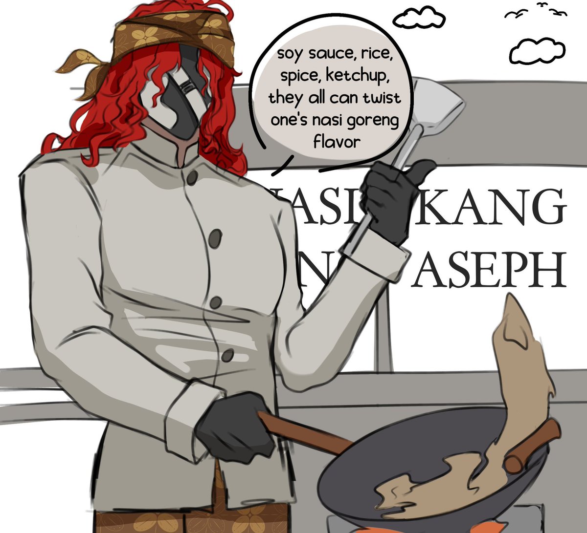 OnArt! Sudah bosan di penjara kini Aleph jualan nasgor keliling komplek  Terinspirasi dari tweet ini
-
Bored in the prison, Aleph now becoming neighboring fried rice seller
Inspired from this twt