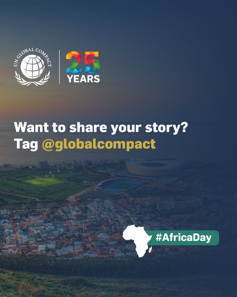 globalcompact's tweet photo. Commemorating Africa Day! Africa leads in inclusive growth and sustainability. Through @GlobalAfricaBiz and #ABLC, businesses drive progress in energy, trade, digital access and gender equality.
More: https://t.co/RShcFE9AtQ
#AfricaDay #UnitingBusiness https://t.co/XBl5yOmxFo