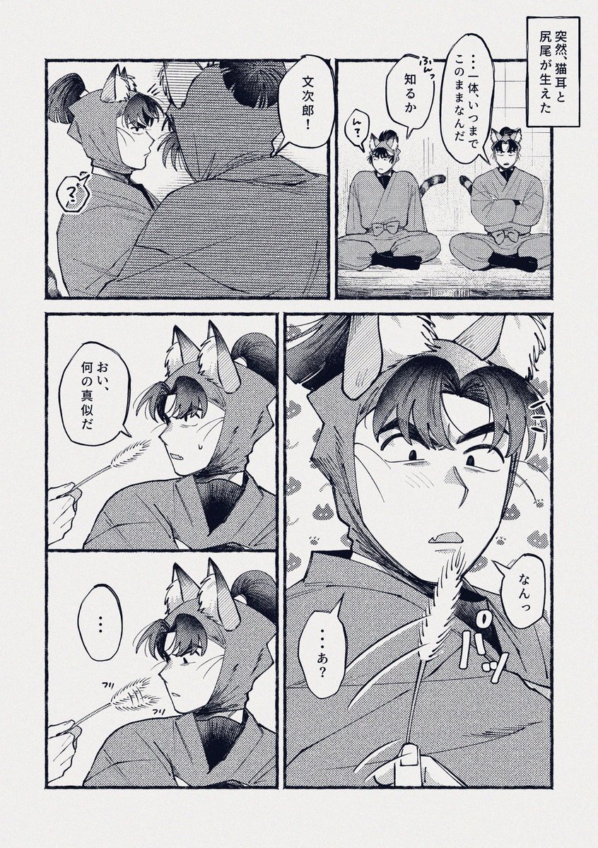 mmmmm_0m0's tweet image. 猫耳と尻尾が生えた留文🐈