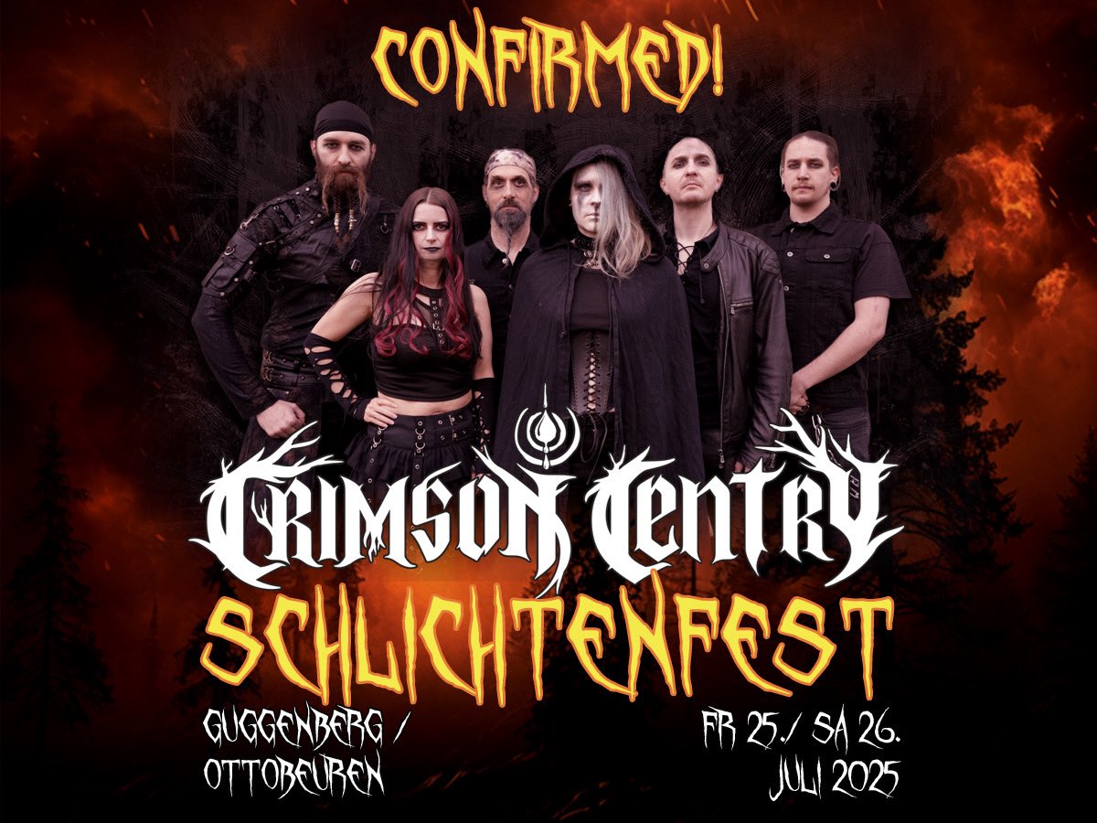 CrimsonCentry's tweet photo. It's gonna be some hot summer nights at this year's Schlichtenfest🤘🤘🤘

Already ordered your tickets???
Find them here:
https://t.co/HnZpEkrnXB

#crimsoncentry #metallive #metalfestival #livemusic #metalband #livemetal #crimson #metal #metalmusic https://t.co/IwHqUDIBdT