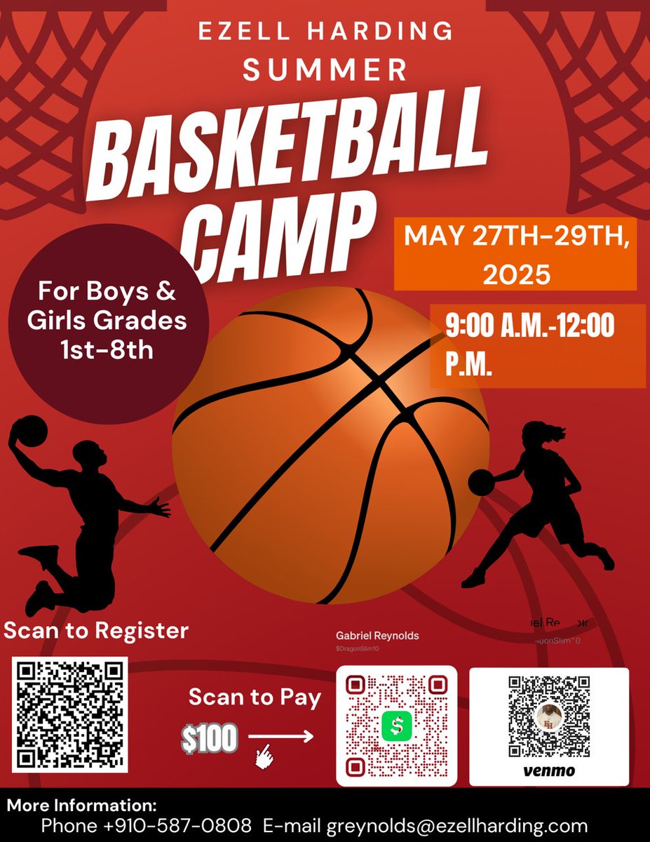 CAMP STARTS THIS TUESDAY!!!!
There's still time to sign up. Click on the QR Codes to register and pay. #BallinOnBellRd 
<a href="/EzellHarding/">Ezell-Harding</a> <a href="/EHCSathletics/">EHCS Athletics</a>