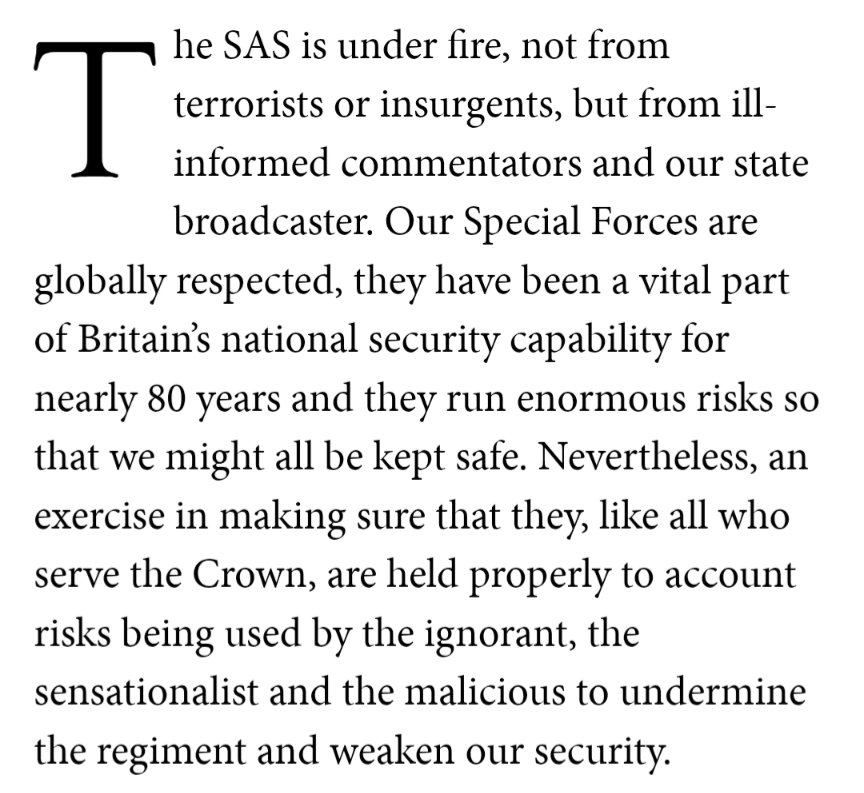 Powerful rebuttal in The Spectator from a former CO of 22 SAS. Behind a pay wall.