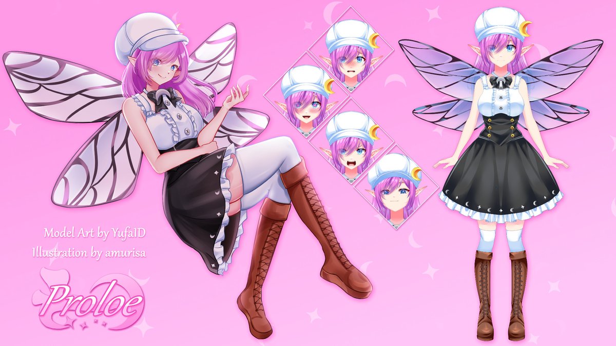 This is Proloe.  (<a href="/TheProloe/">Proloe 💜 VTuber 🇵🇸🍉</a>)

THIS OUTFIT IS REALLY CUTE I LIKE THE TOP AND SKIRT A LOT AND THE RUFFLES
beautiful wings!!!!!
the hat with that moon on it!
the tall BOOTS
THE BOW IN THE CENTRE WITH THE MOON HOLDING IT TOGETHER

10/10.