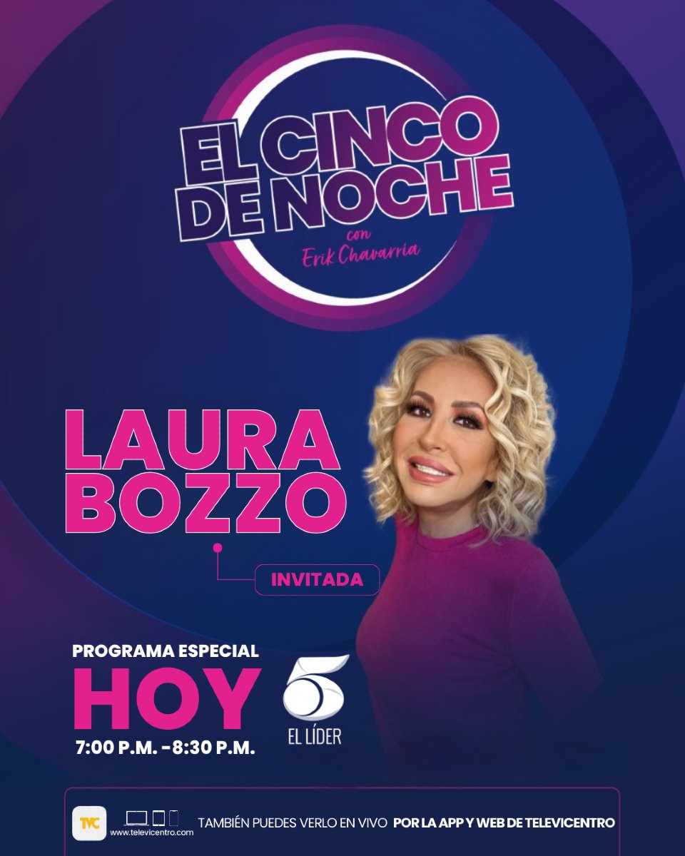 🌙 ¡HOY en El Cinco de Noche! 
💥 Laura Bozzo llega sin filtros y Erik Chavarría está listo para la noche más explosiva.
📲 Disfrútalo en vivo desde la app o la web de Televicentro.
¡Tenes que verlo sí o sí! 🙌🔥