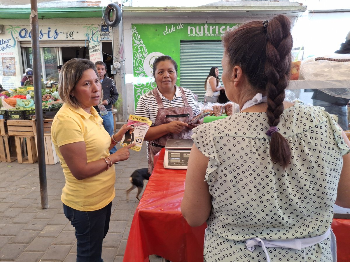 Antes de la reunión con ejidatarios en Palmar de Bravo, una buena amiga me llevó al tianguis. Ahí platicamos con varias personas para explicarles cómo votar este 1⁰ de junio. Me sorprendió saber que muchas aún no tienen claro cómo hacerlo. ¡Informar también es parte del cambio!